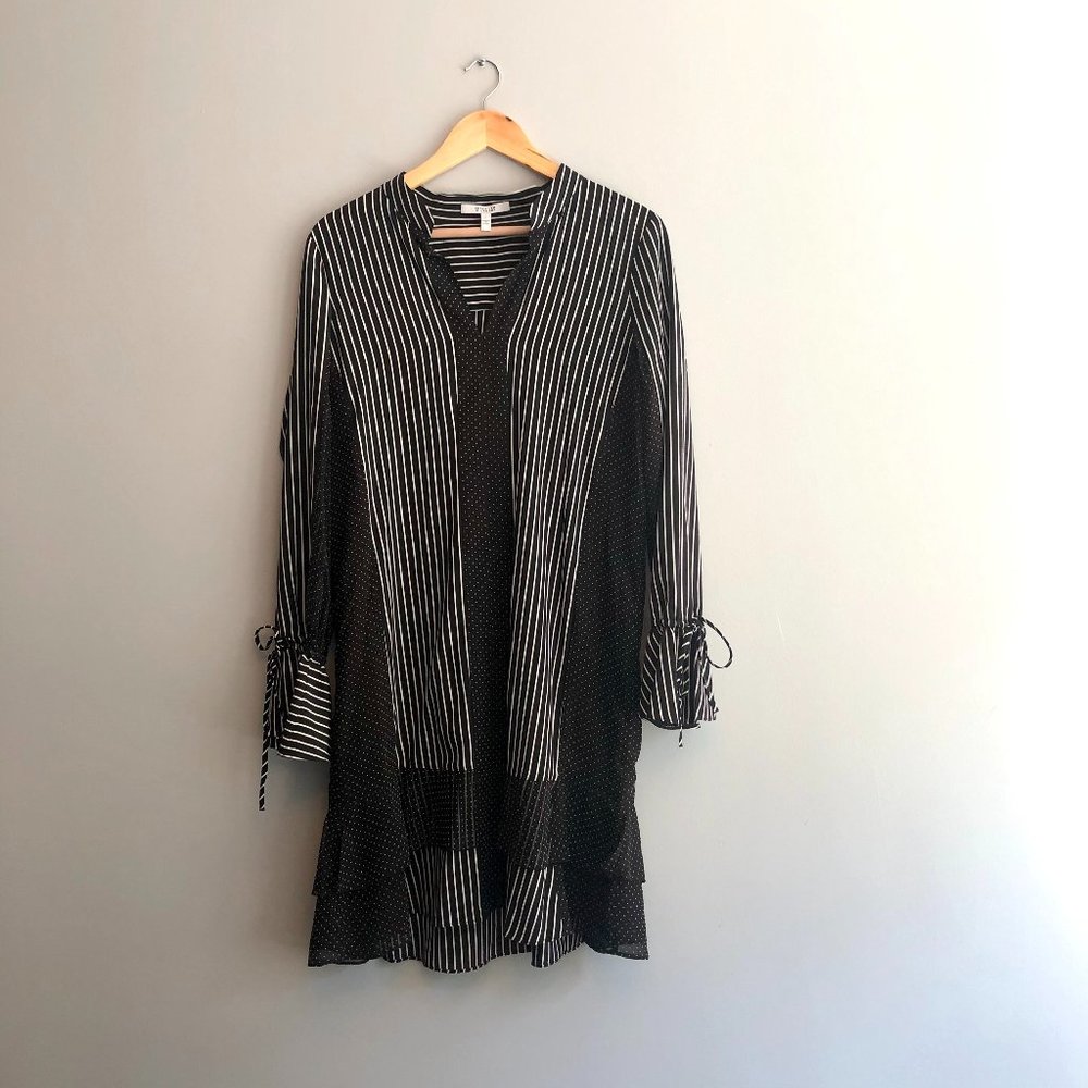 NEW Derek Lam Ruffle Shirt Dress Black White sz 8